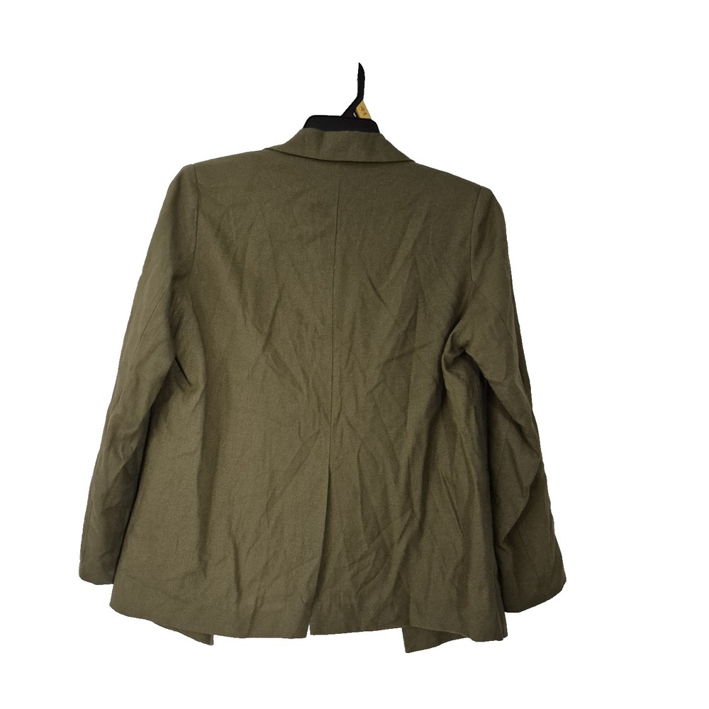 Halston Jacket Womens‎ Medium Olive Green Linen Blend Double Breasted Open Front - Picture 2 of 5